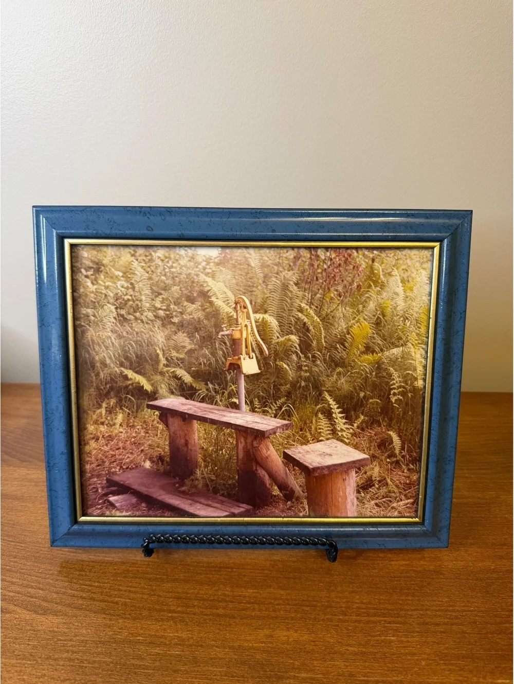 Vintage photograph of water pump/spigot with frame